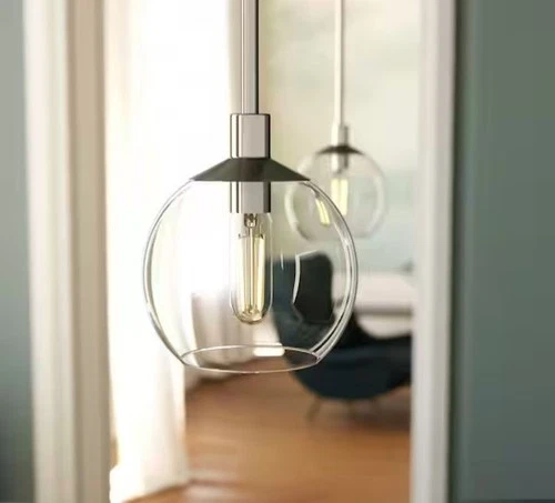 Hunter Xidane 1-Light Brushed Nickel Island Mini Pendant Light with Glass Shade - Picture 1 of 7