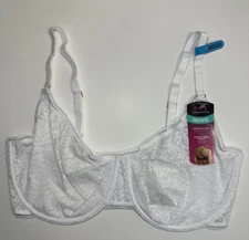 Maidenform Womens Pure Comfort Stretch Lace Underwire Dm202C Bra White 38DDD