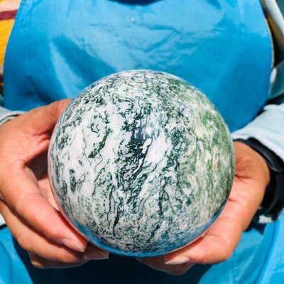 1290+1330g Natural Aquatic Plant Agate Ball Quartz Aura Treatment Point Healing