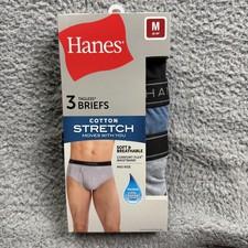 Hanes Briefs Mens M 32-34 Multicolor 3 Pack Cotton Stretch Tagless Breathable