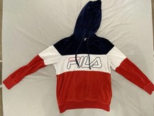 FILA Vintage Training Colorblock Hoodie Sweatshirt Blue White Red Men  s M
