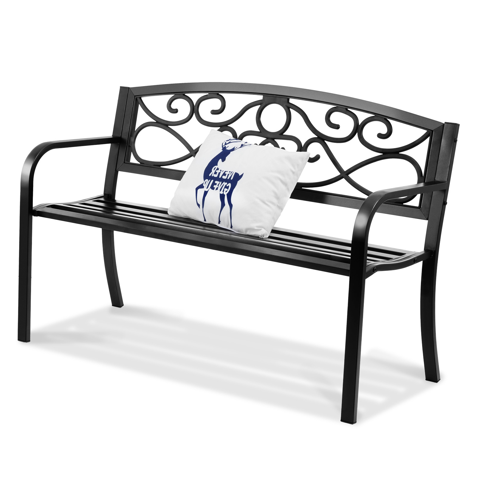 VEVOR Outdoor Bench 50 in Metal Garden Bench 550 lbs Park Patio Yard Porch Bench