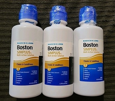 (3) Bausch + Lomb Boston Simplus Multi-Action Solution Cleans & Conditions 3.5oz