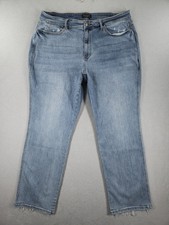 Judy Blue Jeans Womens 22W Dad Jean Relaxed Straight Stretch Faded Ripped Denim