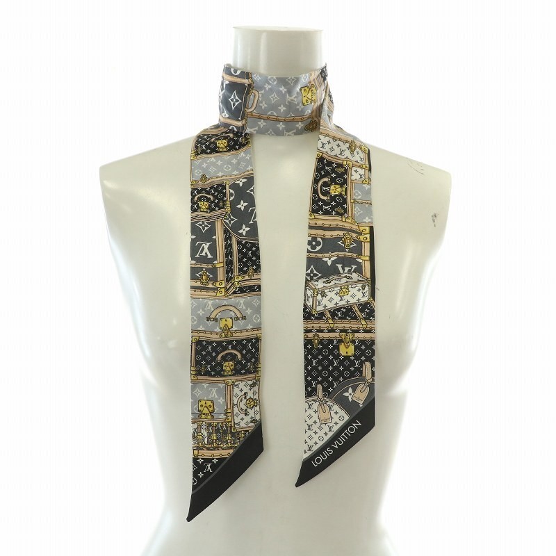 Louis Vuitton Bandou BB Silk Scarf Monogram Trunk Motif Let's Go
