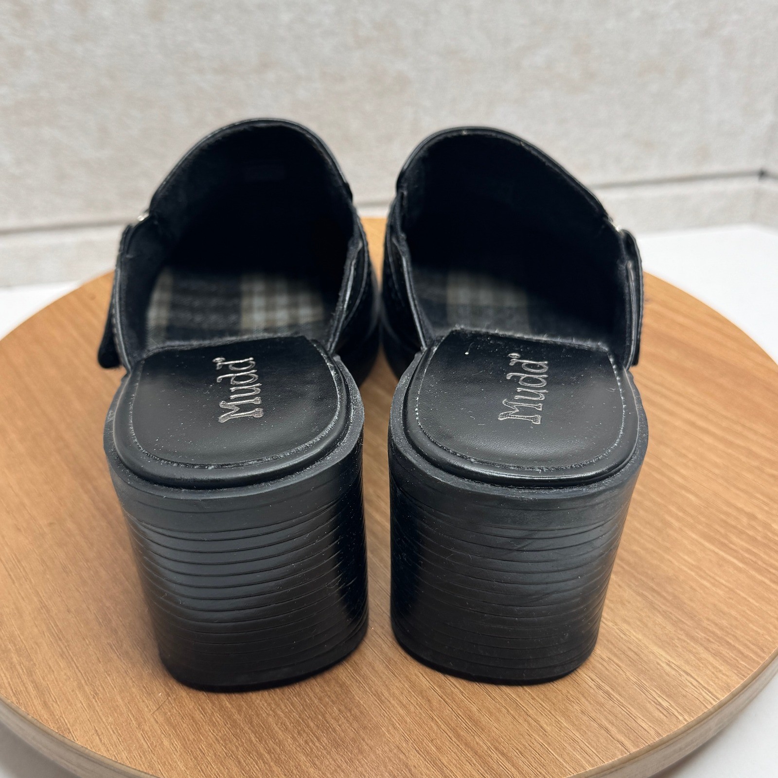 Mudd Affect Black Platform Clogs Heeled Mules Siz… - image 6