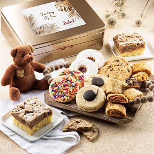 Dulcet Gift Baskets Deluxe Bakery Cookies Pastries with Decorative Teddy Bear - Picture 4 of 23