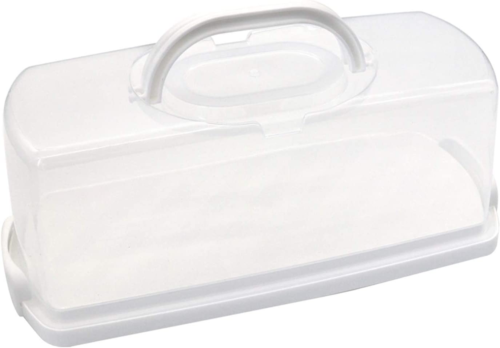 Loaf Cake Storage Container Plastic Rectangular Bread Box with Portable Handle - Picture 10 of 12
