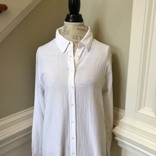 NWT JCrew Long Beach Shirt Dress Cover Up Womens Medium White Long Sleeve NEW - Picture 5 of 12