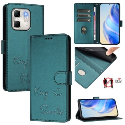 For Infinix Hot 50i 5G / Smart 9 4G Smile Embossing RFID Leather Phone Case