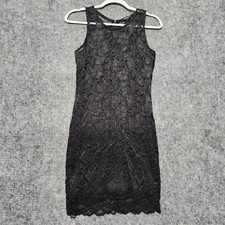 Ambiance Dress Womens Large Black Fitted Lace Knee Length Little Black Dress