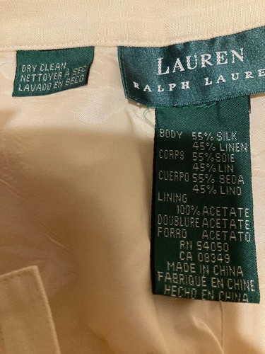 Pantalones de vestir vintage Lauren Ralph Lauren nuevos con etiquetas talla 10 lino/seda pierna ancha beige - Imagen 2 de 10