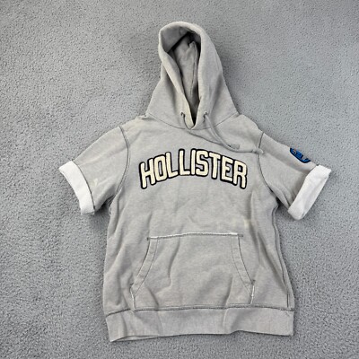 Hollister Hoodie Mens Medium Gray Tie Dye Logo Spellout Sleeve