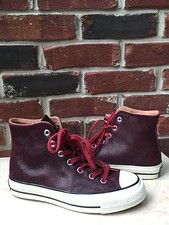 Converse All Star Chuck Taylor Red Burgundy Vintage Leather Hi Top 4.5 6.5 NEW