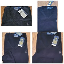 Polo Ralph Lauren Men's Sweater S, M or XL V-Neck Washable Merino Wool 125