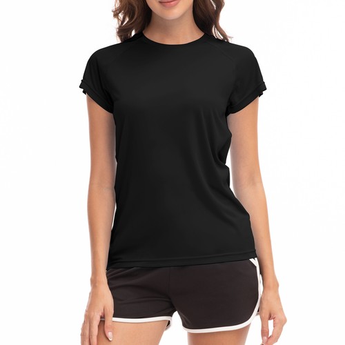 Damen Rash Guard Kurzarm T-Shirts schnelltrocknend Schwimmshirt UPF 50+ UV-Schutz
