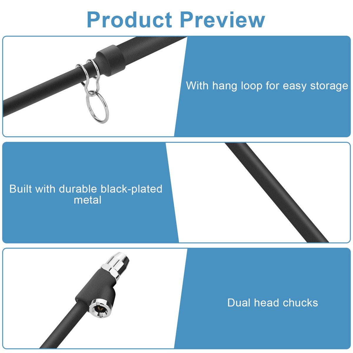 Heavy Duty Air Pressure Tire Gauge – Straight-on Dual Head Chuck For Truck Car RV