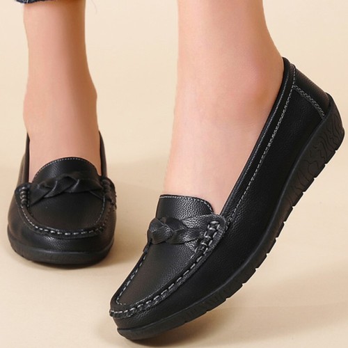 Fashion Genuine Leather Wedge Women Flats Oxford Shoes Woman Slip On Shoes Wome - Picture 7 of 61