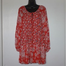 Free People NWT Red Floral Baby Doll Dress - Long Sleeve - Size M