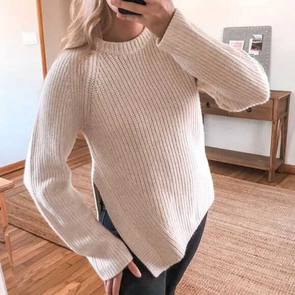 Krudt Watt ubehagelig Proenza Schouler White Cotton Cashmere Wool Blend Asymmetric Knit Sweater  Large | eBay