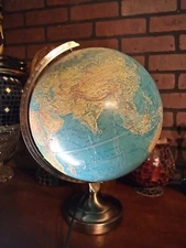 Nice Brushed Nickel Stand Replogle Scan Globe World Horizon Light Up Globe 12" 