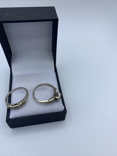 Vintage 14k Weißgold Diamant Ehering Set Gr.6 4,6g - Bild 6 von 7