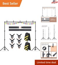 10x7.5Ft Adjustable Heavy-Duty Backdrop Stand Kit with Clamps for Photographers