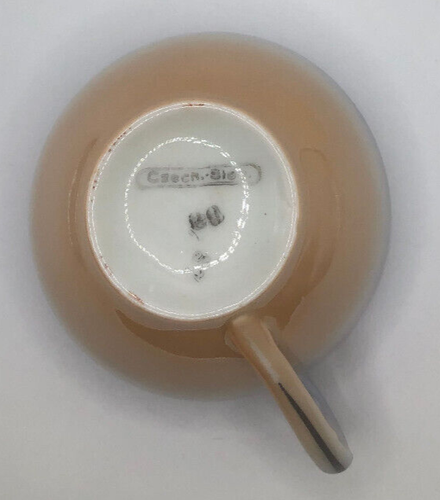 Taza de té y platillo checo Luster Ware azul iridiscente transición a oro - Imagen 7 de 15