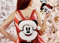 Loungefly Glitter Mickey Mouse Santa Mini Backpack and wallet - NWT