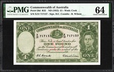 Australia 1 One Pound P26d R32 1952 Coombs Wilson PMG64 Choice UNC Banknote Note