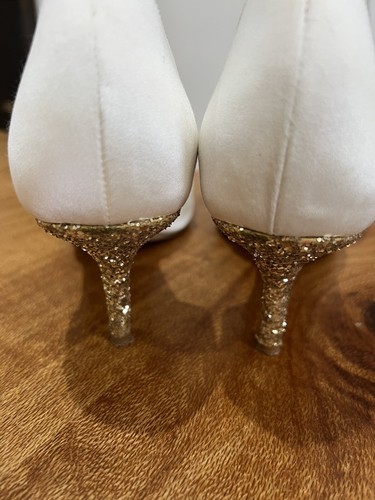 Kate Spade Ivory Satin Wedding Shoes Made In Italy Size 8.5 Sparkly Heels - Picture 7 of 21