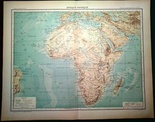 Carta geografica antica AFRICA FISICA epoca COLONIALE 1891 Old antique map