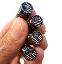 Thin Red Line Flag Tire Valve Cap Stem Cover Set FAST FREE SHIPPING