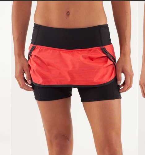 Lululemon Women’s Pace Setter Skort Pink Black Size 4 Running Anti Chafe Jog