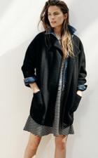 Madewell Oversized Sweater Coat,black Merino Wool, Xl,slouchy Soft Car Coat,£175