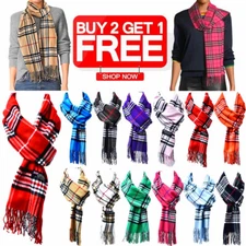 Unisex Winter 100% Cashmere Tartan Plaid Scarf Scotland Made Scarves Wool Wrap