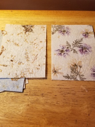 Handmade Decorative Paper Botanicals Unique Set Of 6 Plus 2nd Page & Envelopes - Picture 4 of 6