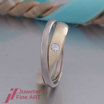 Niessing solitaire ring - 1 brilliant approx. 0.07ct - 14K/585 yellow gold/white gold