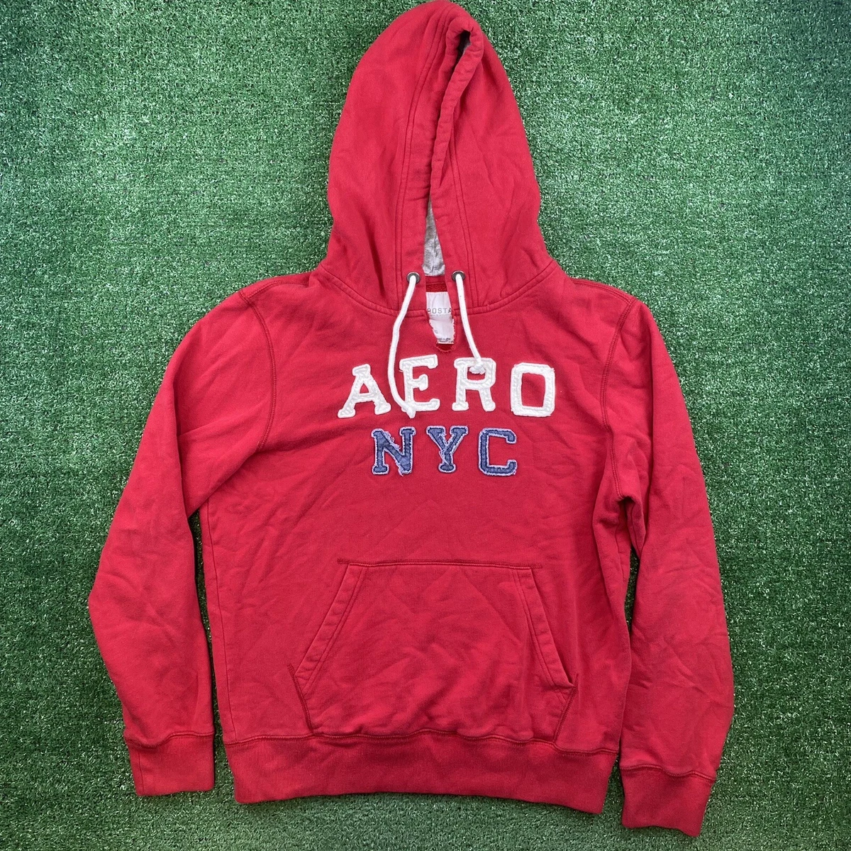 Aeropostale Aero NYC 1987 Red Hoodie Size L Pullover Hooded