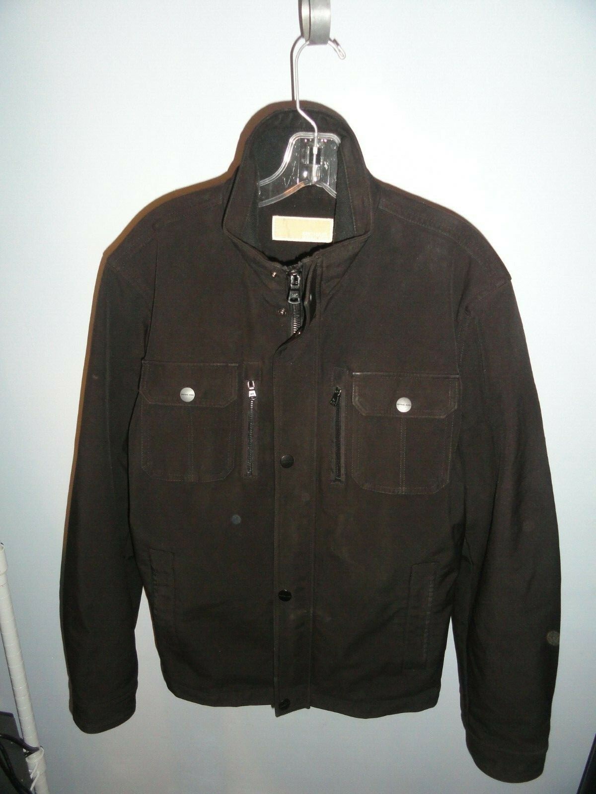 Men's Michael Kors Black Wool Coat Jacket Full Zip Size Large eBay