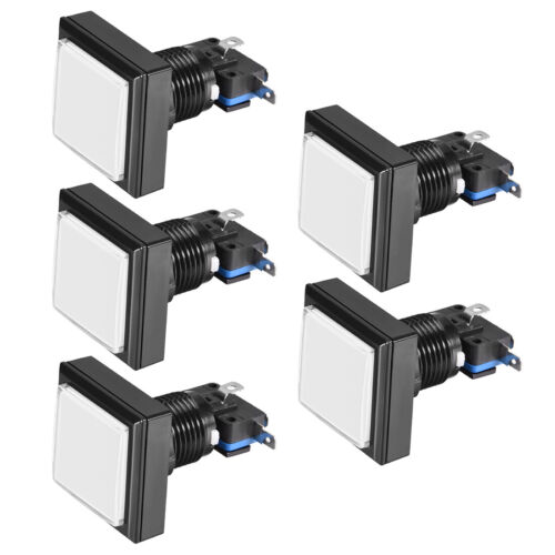 Druckknopf 12V LED Drucktastenschalter für Arkade Videospiel 44x44 Weiß-5St - Bild 1 von 3