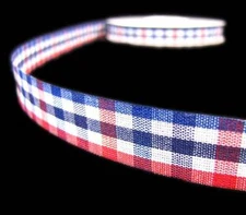 40 Yards Patriotic 4th of July Red White Blue Jello Gingham Plaid Craft Ribbon