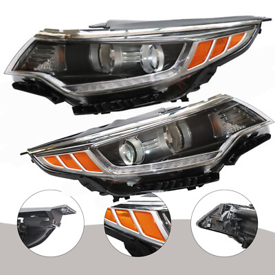 2x Halogen Headlights Assembly LAMP Set w/ LED DRL For Kia Optima 2016 2017 2018