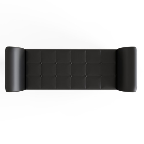Verona Leather Window Seat Ottoman Storage Pouffe Blanket Box Footstool Black - Picture 9 of 10