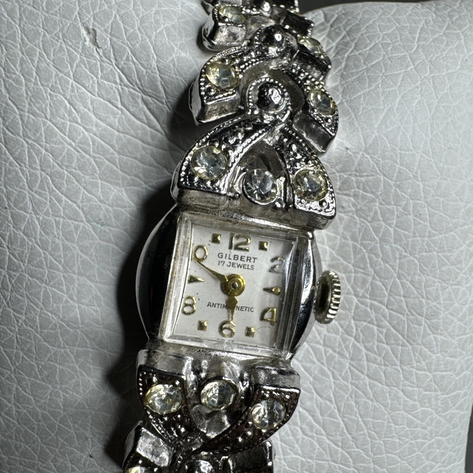 Reloj Gilbert Vintage Damas 17 Joyas Pulsera Piedra Antimagnética Foto 2 de 4