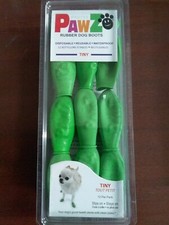 12 Protex Pawz Waterproof Rubber Boots for Tiny Dog Green Reusable 12ct pk