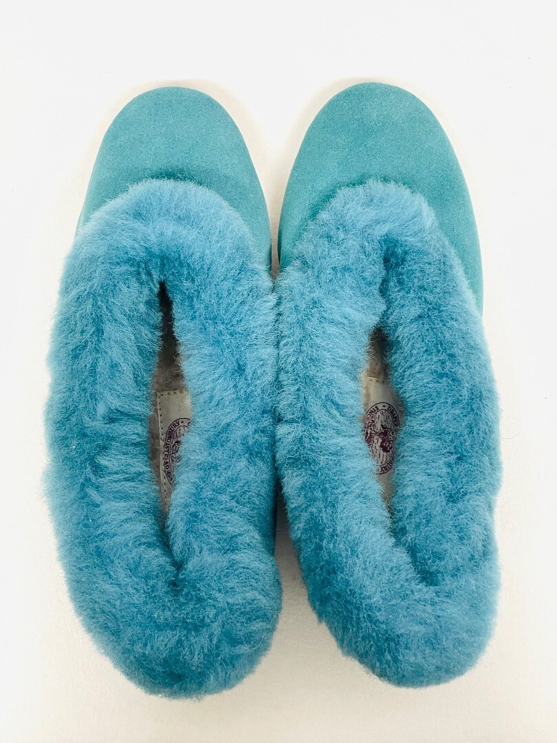 Ladies DRAPER OF GLASTONBURY Slippers With Fur Trim Blue Size UK 6 CG