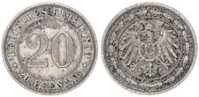 Kaiserreich 20 Pfennig 1890 A Kursm&uuml;nze J. 14 * ss 112224