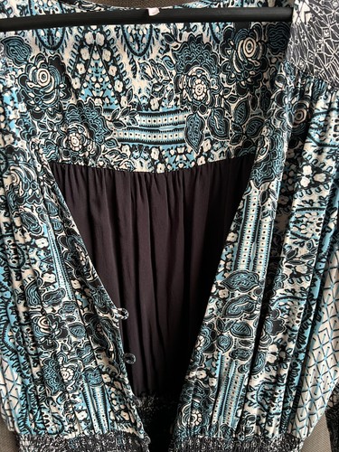 Maxi abito Free People Mexicali rosa blu stampa mista taglia M stile OB820456 - Foto 18 di 18