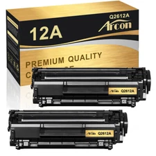2 Pack Q2612A 12A Black Toner Compatible With HP LaserJet 1018 1020 1022 Ink